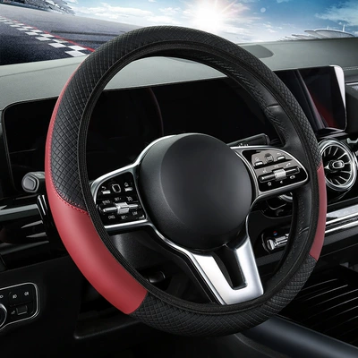 Steering wheel cover Fiber Cross-Border Popular Handlebar Cover - black-wine-red-02-36cm