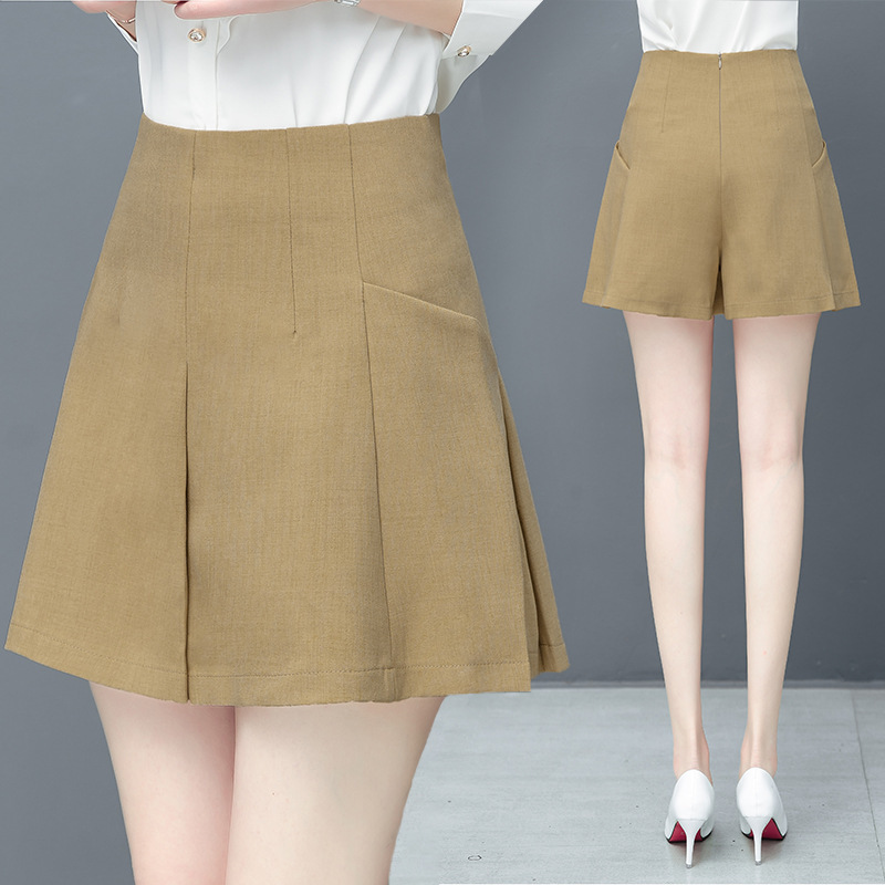 A-Line Skirt for Women 2025 Spring and Summer New High-Waisted Slimming Skirt Pants One-Piece Fake Two-Piece Fashionable Casual Shorts