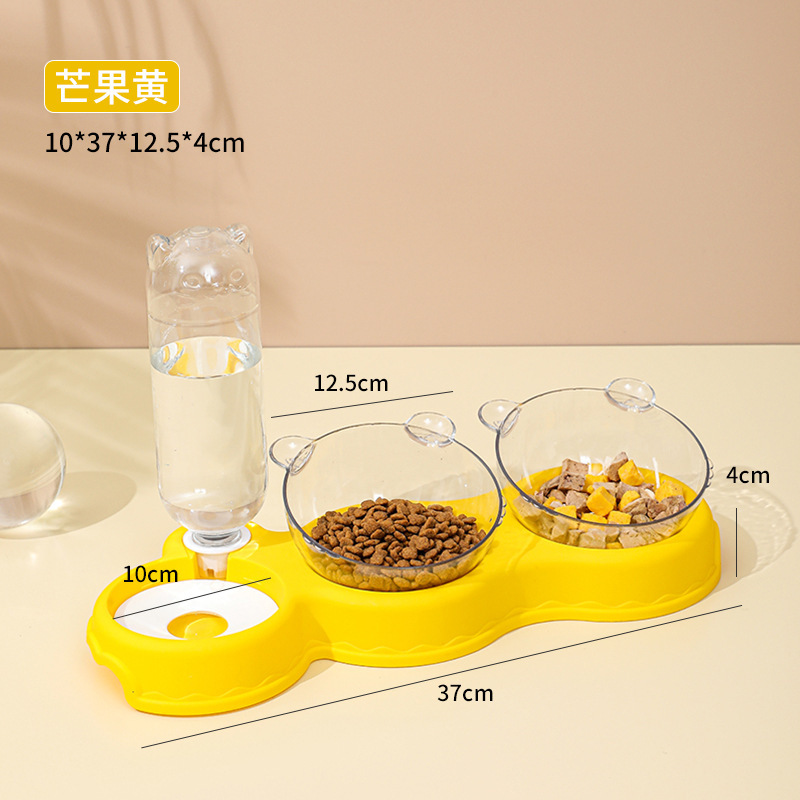 Tazón para mascotas al por mayor tazón de plástico para perros tazón doble tazón de agua potable automática antidetonante tazón de comida tazón de gato tazón de arroz para mascotas