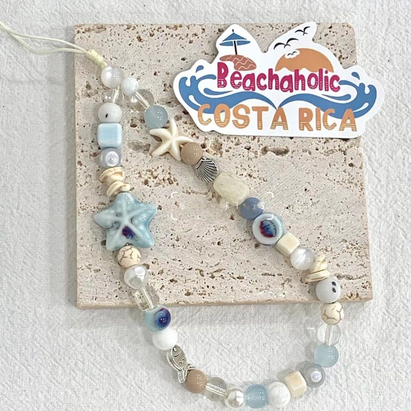 Summer sea breeze blue star mobile phone chain, fresh and cute CCD lanyard DIY ornament camera anti-loss rope, blue theme