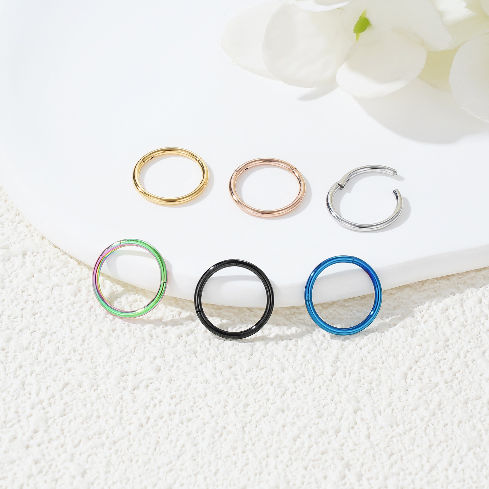 316L不锈钢鼻环穿刺饰品 14k 18k 电镀1.2mm有销无缝圈鼻环耳环圈