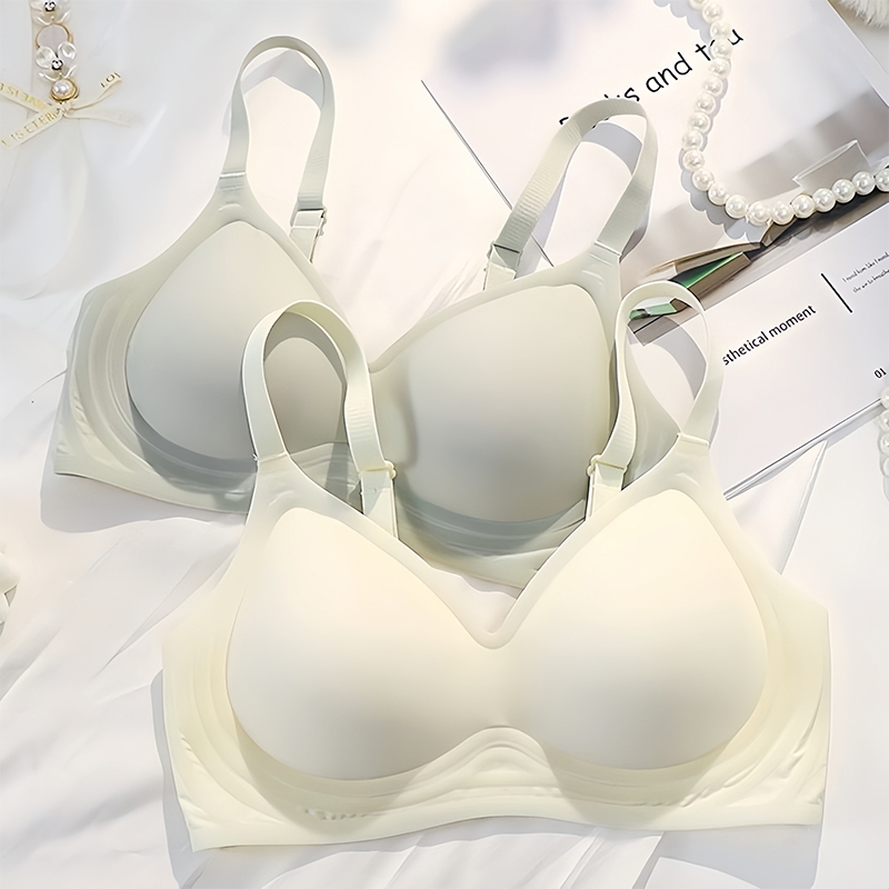 Cartoon Chest Traceless Underwear Women's Small Chest Gather-up Showy-up Breast Anti-sagging Upper Support Soft Support Fixed Cup Bra