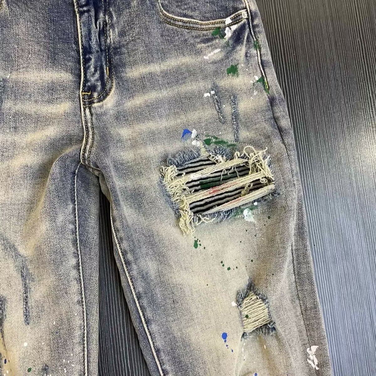Men's Clothing Men's Retro Distressed Ripped Patched Stretch Slim Fit Skinny Jeans High Street Fashion Brand For Formal & Casual_mkmklike.com