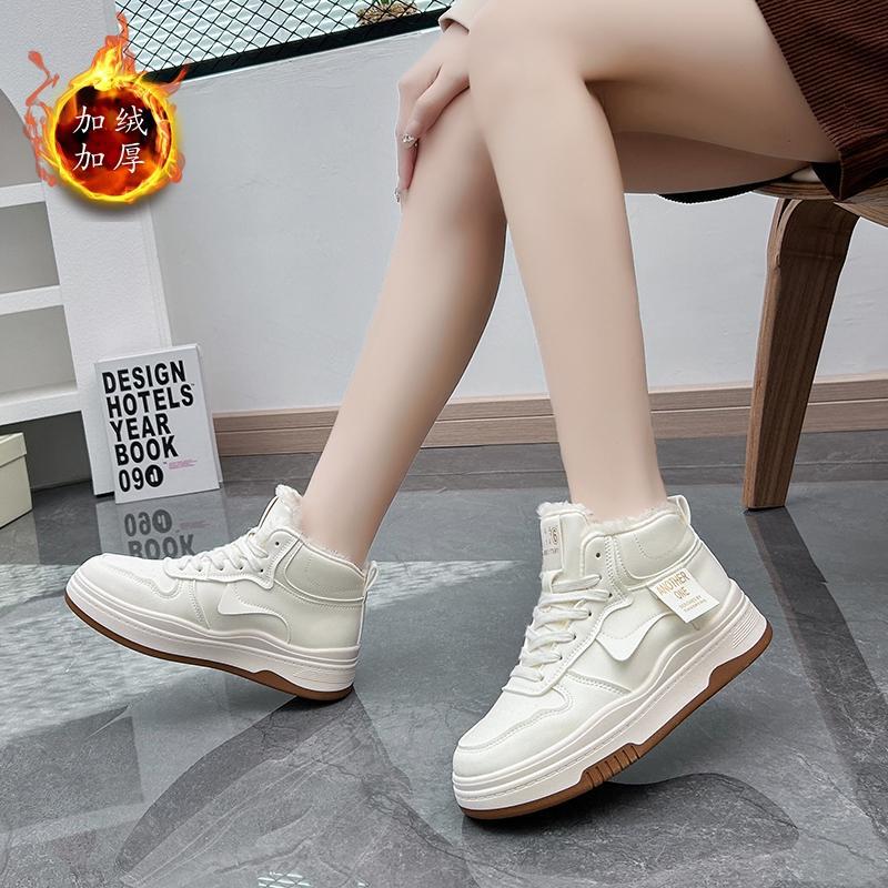 2025 New Casual Fashion Trendy Versatile Winter Warm Cotton Shoes High-Top Casual Sneakers Large Cotton Fashionable Women's Shoes