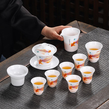 冰种德化羊脂玉功夫茶具套装中式家用办公室白瓷盖碗茶礼新品推荐