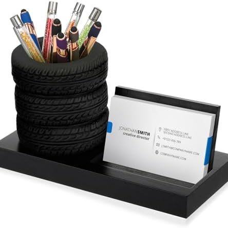 타이어 모양 문구 선물 타이어 스태킹 펜 홀더 명함 홀더 책상 사무실 용 테이블 액세서리