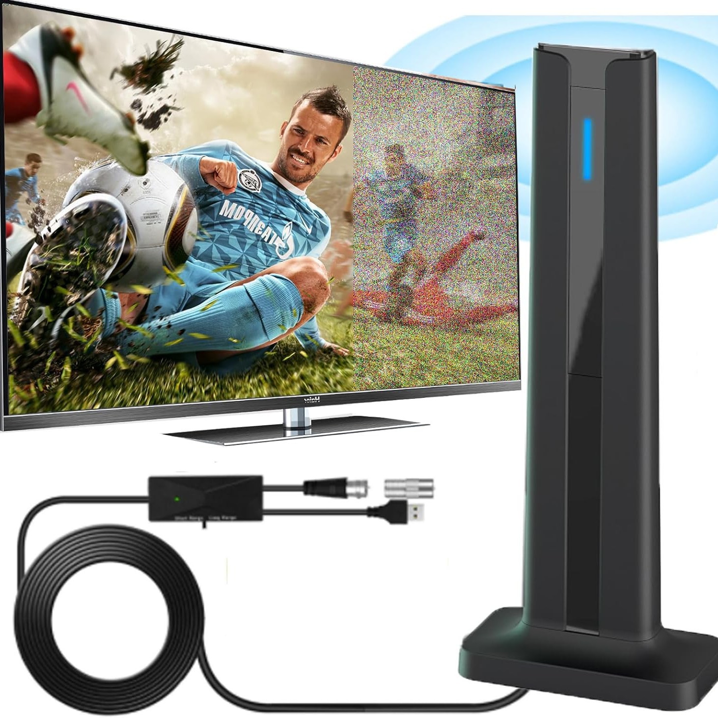 跨境亚马逊TK4K高增益高清室内数字电视天线DVB-TDTMB天线接收器