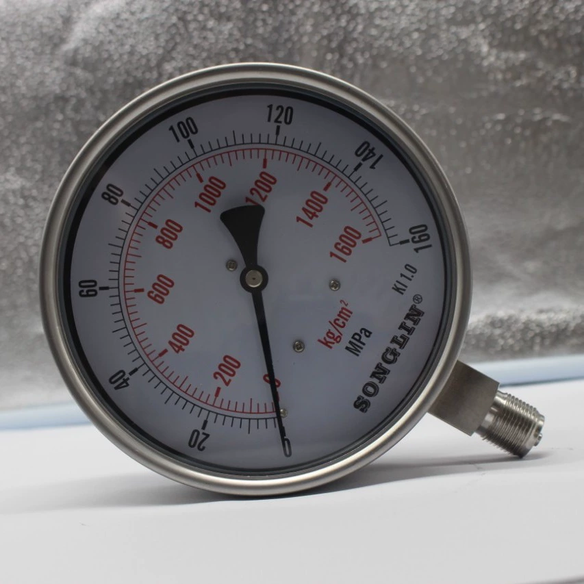 Специализируемся на производстве прецизионных сварных манометров из нержавеющей стали YNBF100150, 160 МПа, для измерения давления масла, воды и воздуха.