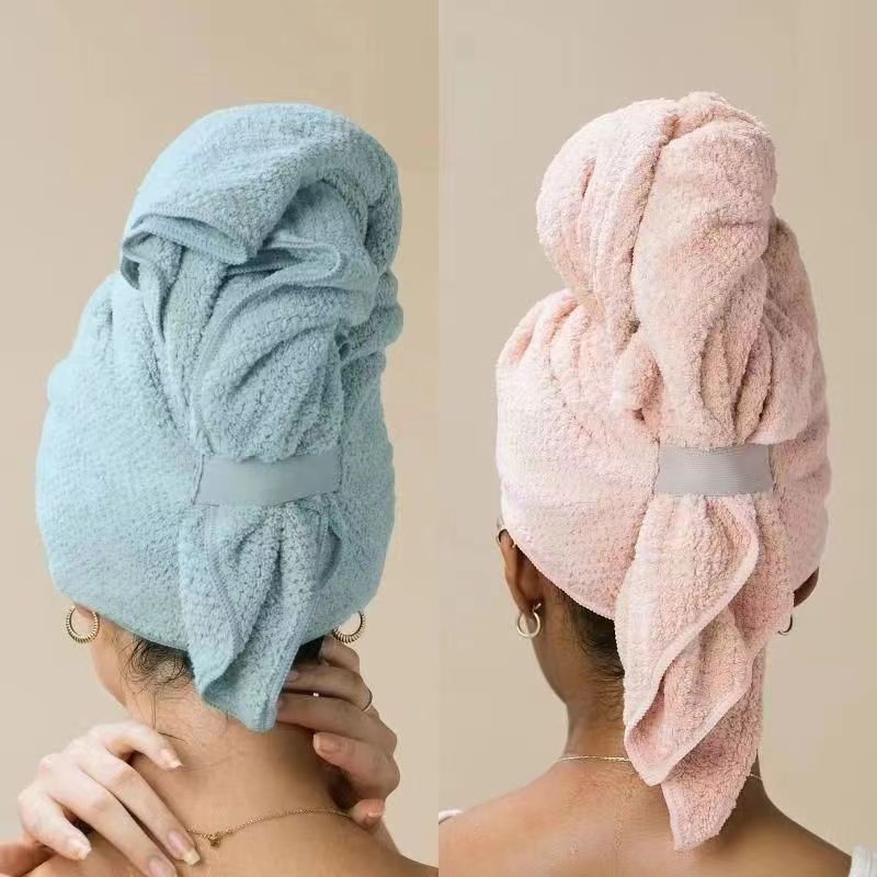 Serviette à cheveux en polaire corail pour cheveux longs séchage_voghion.com