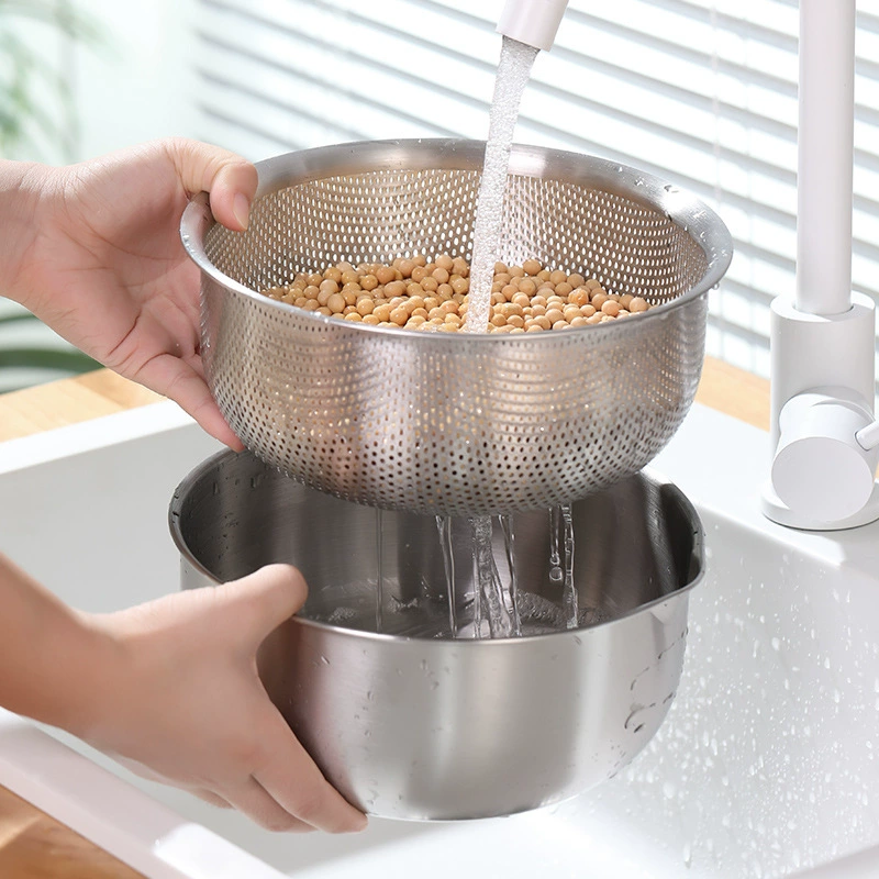 Кухонная раковина из нержавеющей стали 304, многофункциональная сливная раковина, сливная корзина, набор из двух предметов, кухонная бытовая миска для выпечки яиц со шкалой