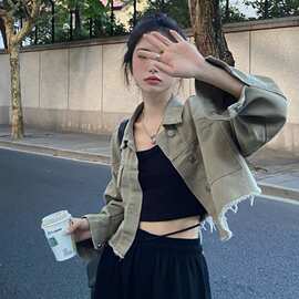 学生牛仔外套女秋款外穿甜酷设计感小众短款夹克开衫小个子上衣潮