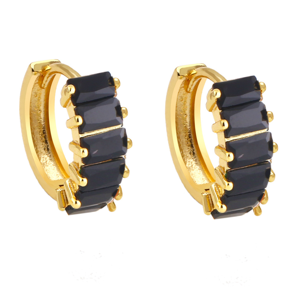 Fashion Round Copper Hoop Earrings Inlay Zircon Copper Earrings