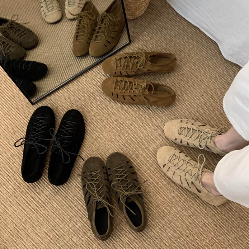 2026 Summer New Retro Hollow Lace-Up German Training Shoes, Leather Flat Casual Shoes, Comfortable and Breathable Casual Shoes 2026 Summer New Retro Hollow Lace-Up German Training Shoes, Leather Flat Casual Shoes, Comfortable and Breathable Casual Shoes