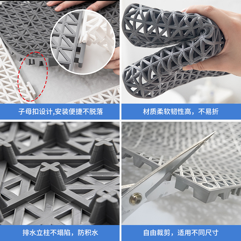 キッチントイレの浴室pvc防水滑り止めマットを厚くすると、透かし彫りの床マットをつなぎ合わせることができる|undefined