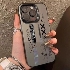 適用蘋果15手機殼漸變鐳射13promax印花集磨砂手感硬底軟邊高級感