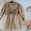 Spring small princess costume, dress with sleeves, children's girl's skirt, Korean style, long sleeve, western style