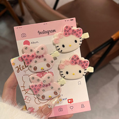 甜萌美少女kitty美美刘海碎发边夹精致水钻可爱发夹网红同款批发
