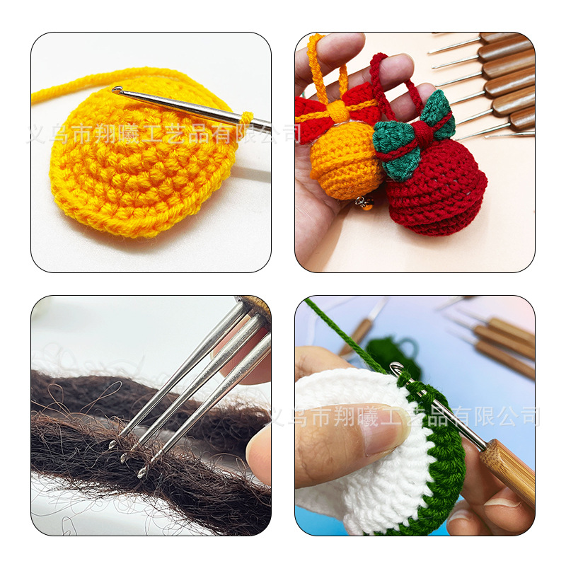 Nuevo gancho de ganchillo con mango de bambú y punta metálica, herramienta de tejido para hacer suéteres, gancho de ganchillo para rastas, gancho de ganchillo carbonizado, transfronterizo.