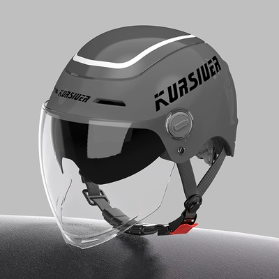 Motosiklet dəbilqələri, 3C certification electric car helmet double - one-size-fits-all-3c-pearlescent-gray-three-proof-paint-high-definition-double-mirror-safety-taillight-high-looking-new-national-standard-category-a