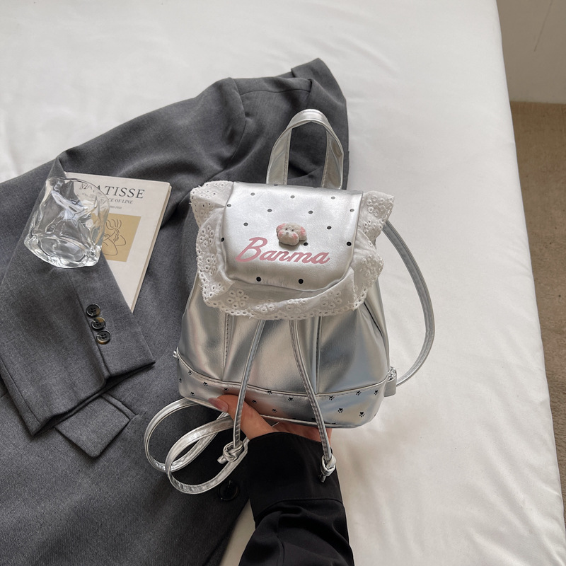 Coreana pequeña onda fresca mochila de encaje mujer verano 2026 nueva moda viajes viajes viajes mochila pequeña