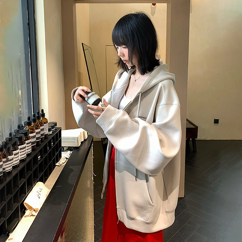 连帽卫衣外套韩系女士秋冬季休闲2025新款开衫拉链加厚卫衣上衣服|undefined