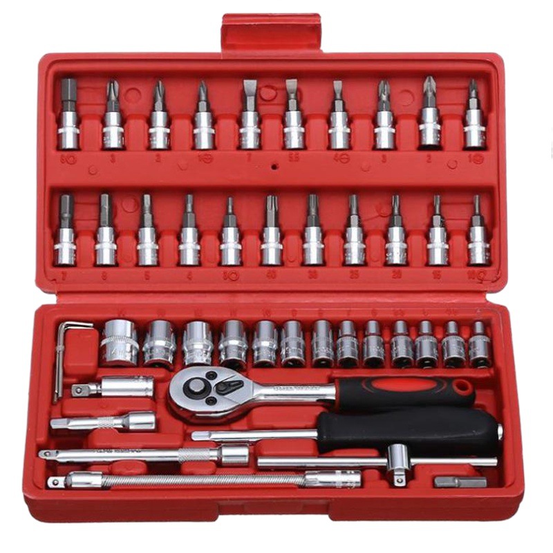 Juego de combinación de herramientas de reparación de automóviles Juego de herramientas de hardware manual de 46 piezas herramienta de protección automática de llave de enchufe de reparación de máquina