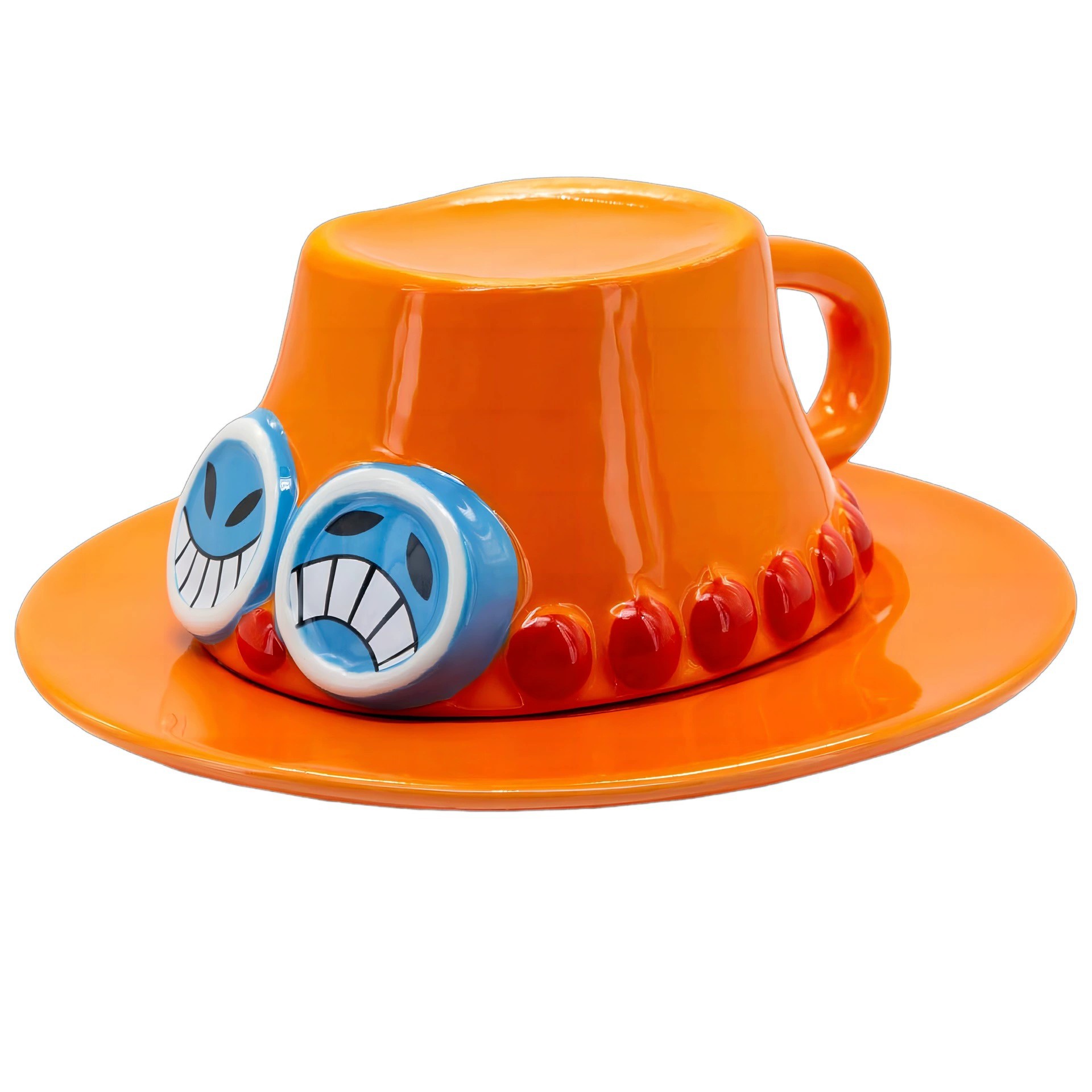 Taza de una pieza Luffy Sombrero de paja Taza de café Tazón Anime Taza de cerámica para el hogar Taza de café creativa Plato en stock