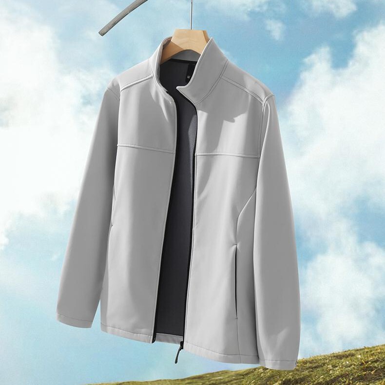 High-End Stand-Up Collar Soft Shell Fleece Jacket Workwear Printed Logo Autumn and Winter Windproof and Waterproof Workwear Executive Jacket