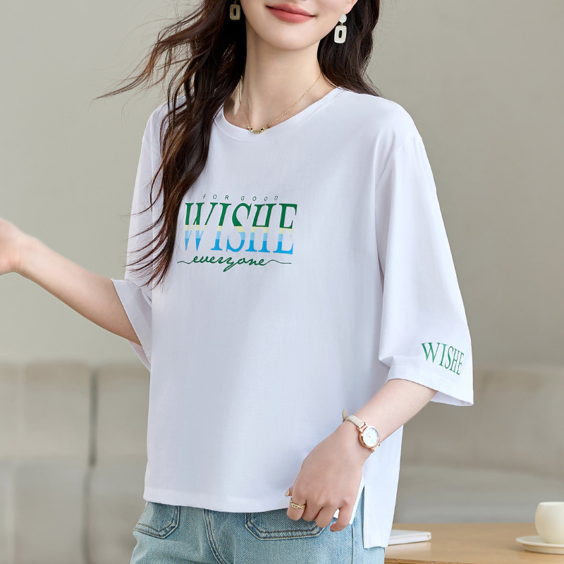 Brand Fashion Women's T-Shirt 2025 Summer Korean Style Petite Loose Versatile Casual Stylish Temperament Tee