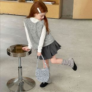 Girls Vest 2025 New Kidsren's Knitted Sleeveless Pullover Vest Baby Girl Autumn Vest Little Girl Top
