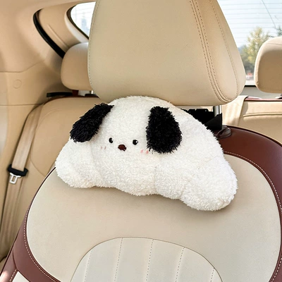 Waist support Headrest and Lumbar Support, Creative - croissant-puppy-headrest-white