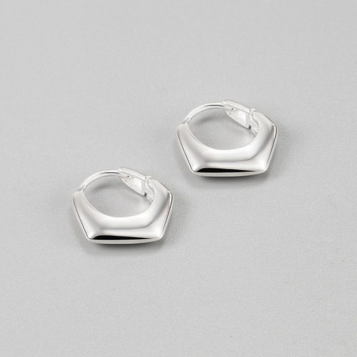 Korean 925 Pure Silver North European Minimalist Style Geometric Rhombus Earrings Asymmetrical Light Luxury Women's Earrings