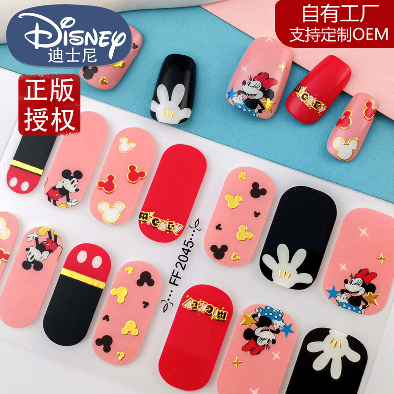 Disney Disney Genuine Authorized Nail Art Stickers Mickey and Minnie Red Pink Luxury Hot Stamping Cute Style Exclusively for Wholesale