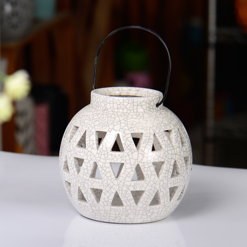Cerámica serie pastoral hueco viento lámpara tortuga forma linterna cerámica libélula linterna hueco ancla lámpara colgante hueco