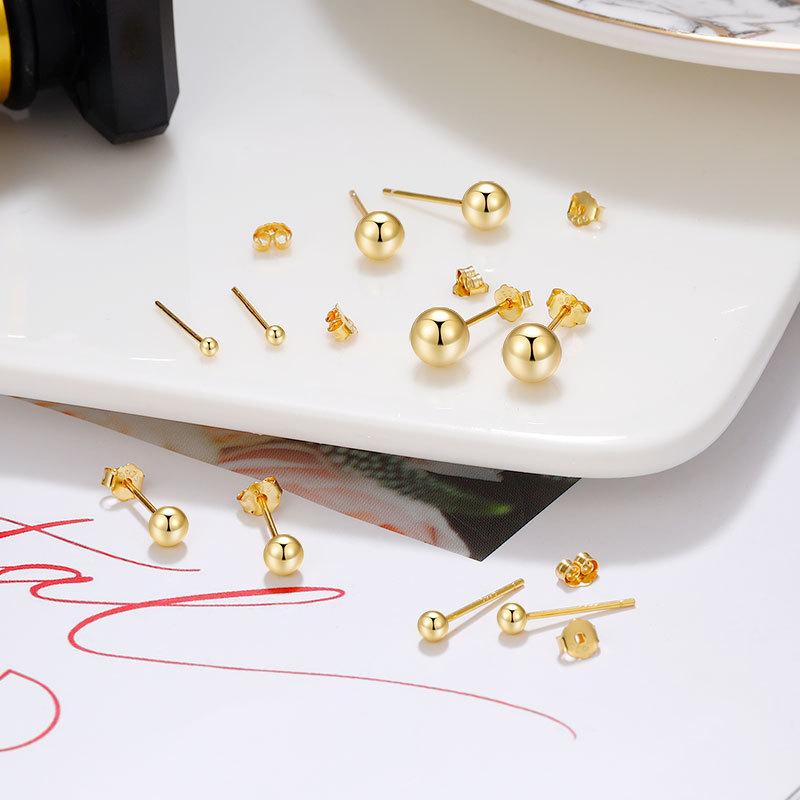 1 Pair 925 Sterling Silver Oval Ear Studs display picture 8