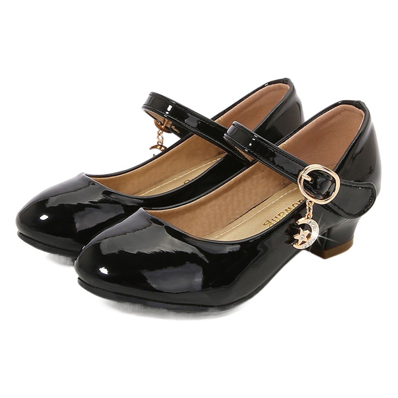 Zapatos de cuero de tacón alto para niñas 2023 Four Seasons zapatos de estudiante de campus británico zapatos de una sola capa zapatos de princesa de Ballet para niños