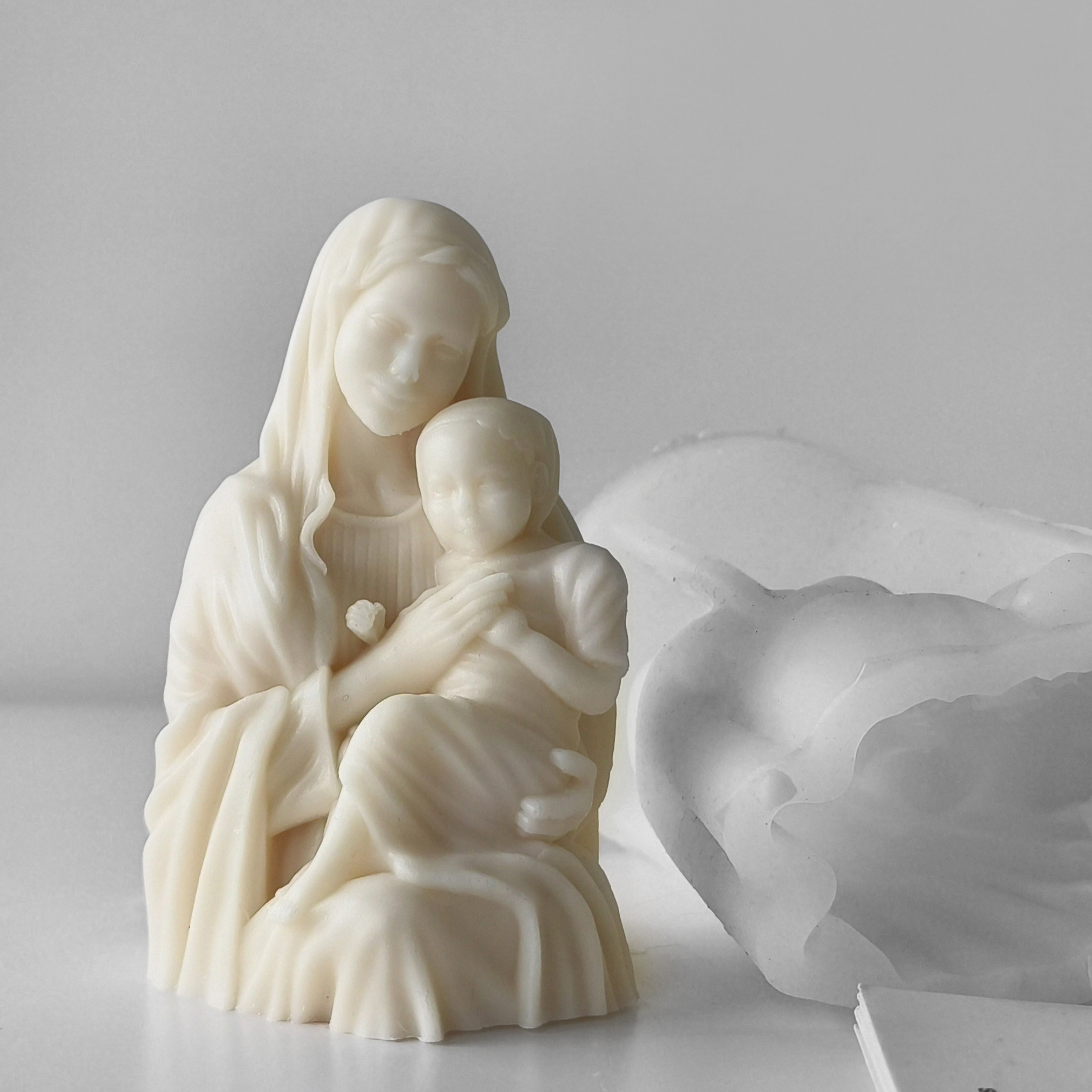 Jiahuimei madre con niños aromaterapia vela de silicona molde DIY epoxi cuerpo vela diosa estatua herramienta abrasiva