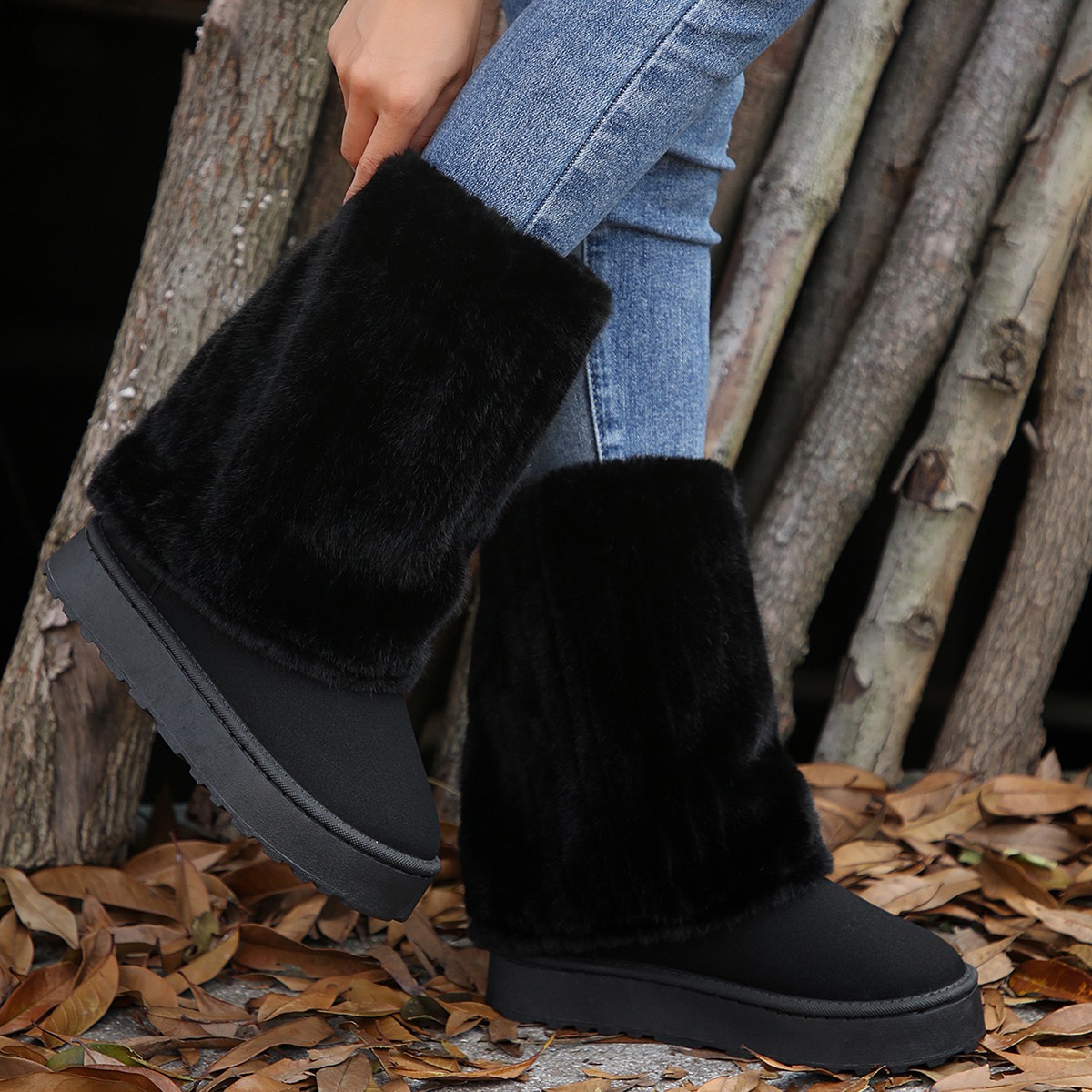 Transfronterizo 2025 nuevo engrosado de lana de invierno de moda caliente botas cortas botas de nieve de mujer comercio exterior