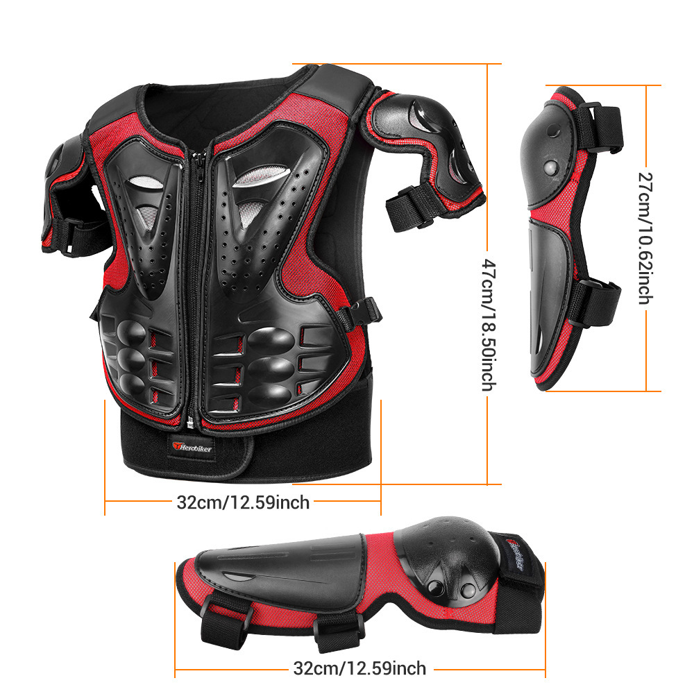 chaqueta de armadura para niños rueda de protección de bicicleta esquí rodilla de protección de codo deportivo al aire libre bicicleta de montaña protector