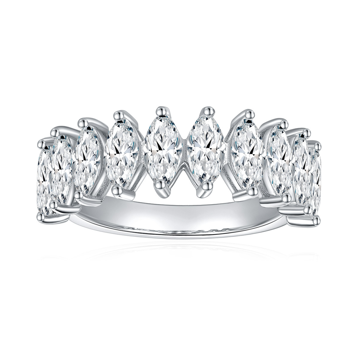 Nuevo estilo transfronterizo venta caliente estilo europeo y americano S925 plata de ley con incrustaciones de platino Moissanstone anillo clásico simple para mujer