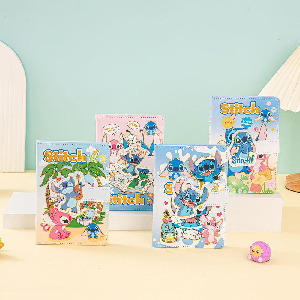 Cuaderno Stitch de dibujos animados A5 bloc de notas bronceado libro de botones transfronterizos libro de cuentas de estudiantes aprendizaje papelería al por mayor