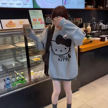 欧货高级感卡通印花圆领卫衣女2025秋季新款宽松慵懒风大版上衣潮