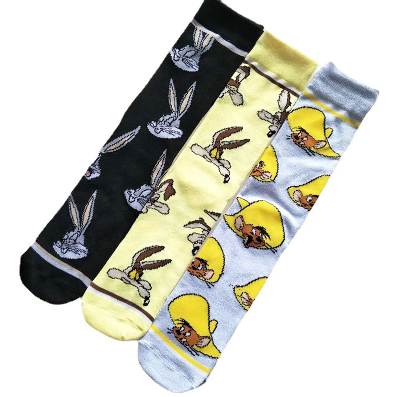 2025d 2025d New Cartoon Men's Mid-Calf Personality Bunny Sports Socks Straight_voghion.com