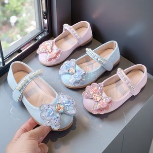 Children's Small Leather Shoes 2025 Spring and Autum New Korean Style Girls' Comfortable Shoes Bow Baby Versatile Fashion Shoes