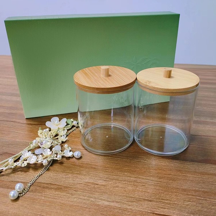 綿棒ボックス竹蓋透明プラスチック収納瓶デンタルフロスつまようじ防塵綿棒綿球綿棒美容ツールボックス|undefined