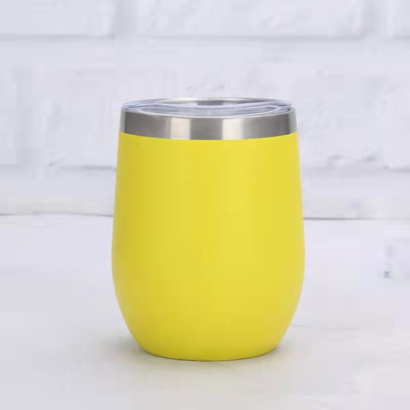 12oz doble vacío interior y exterior 304 acero inoxidable U taza de vino vino vino vino huevo taza de agua de estómago taza de calor