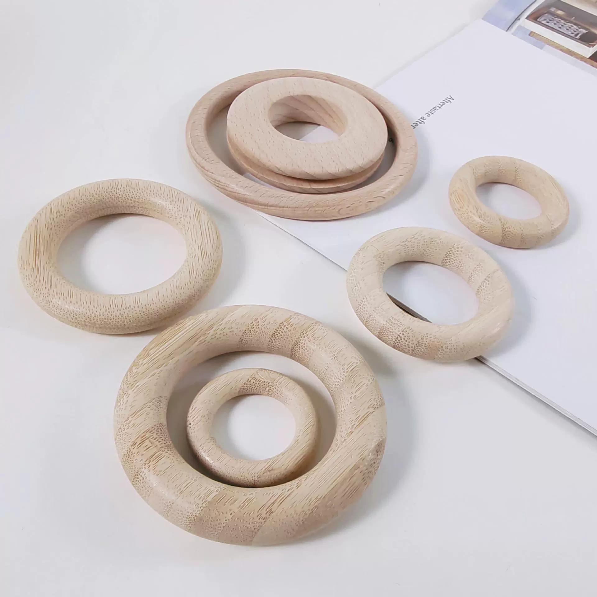 Spot solid wood ring wooden ring wooden suspension natural solid wood baby grabs wooden grinding teeth wood rings curtain ring