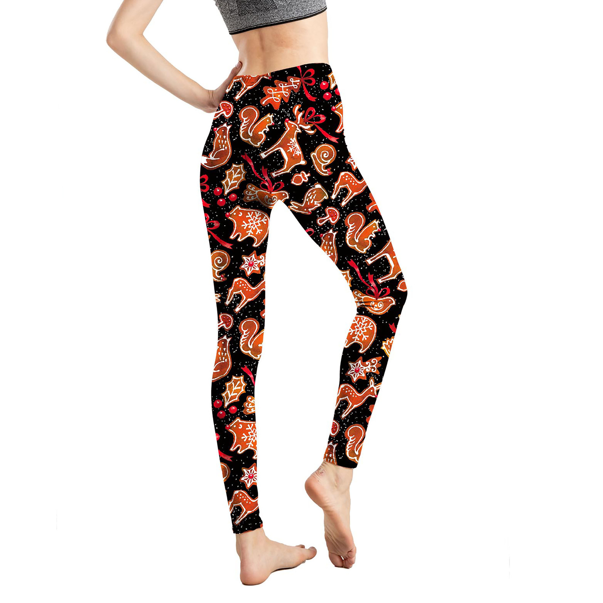 182g Weight Ankle-Length Pants Length Spandex, Polyester Fabric Type High Waist Waist Line Leggings Pants Type Stretchy Elasticity Daily Occasion Breathable Function Skinny Fit Type Christmas Festival Snowflake Pattern Winter, Autumn Season Women'S Gender Simple Style Style Women'S Daily Simple Style Snowflake Ankle-Length Leggings 57