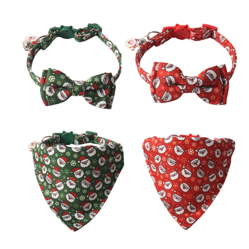 Aminger новые товары для домашних животных Рождественский старик снежинка красный зеленый бант треугольное полотенце воротник кошачий ошейник