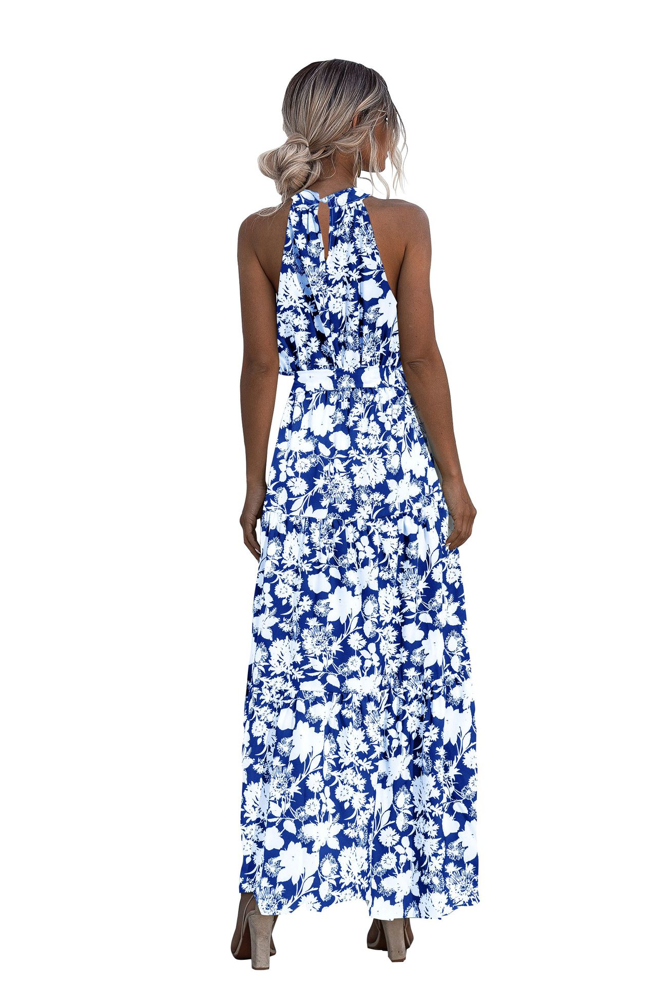 245g Weight Maxi Long Dress Dress Length Type Sleeveless Sleeve Length Polka Dot Dress Dresses Type Sleeveless Sleeve Type Polyester Fabric Type High Waist Waist Line Street Occasion Halter Neck Neckline Slim Fit Type Round Dots, Ditsy Floral Pattern Summer Season Women'S Gender Printing Design Elegant Style Wholesale Women'S Elegant Printing Round Dots Ditsy Floral Street Halter Neck Sleeveless Polka Dot Dress 3
